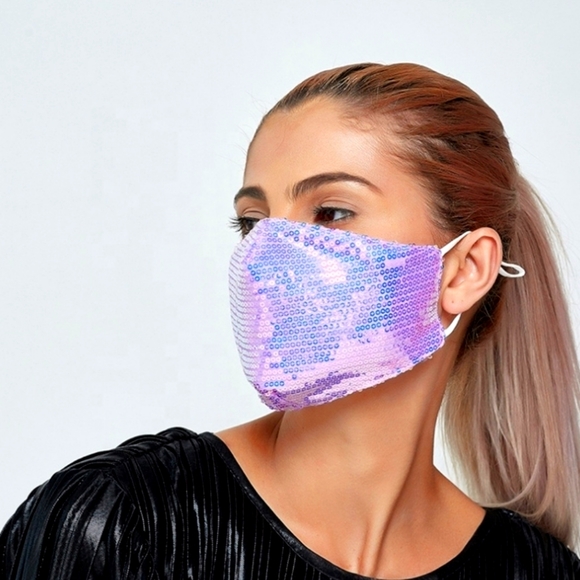 Pastel Purple Sequin Face Mask